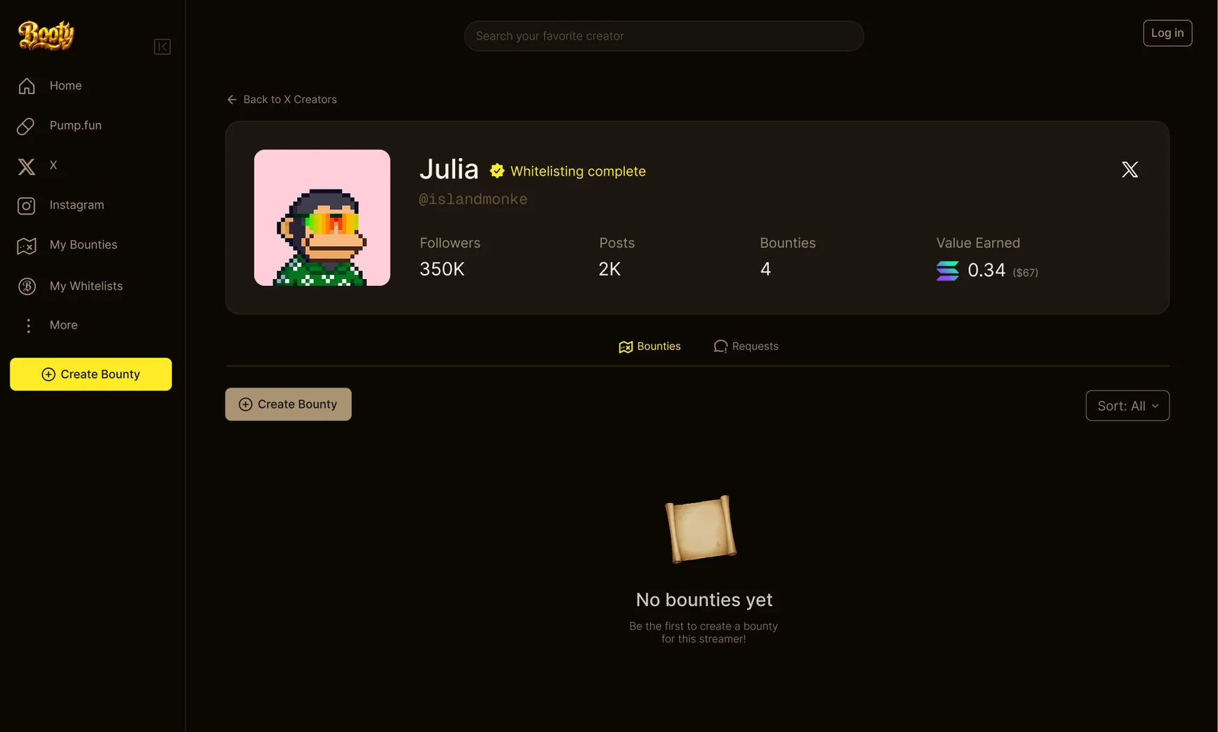 Web app: empty bounties state