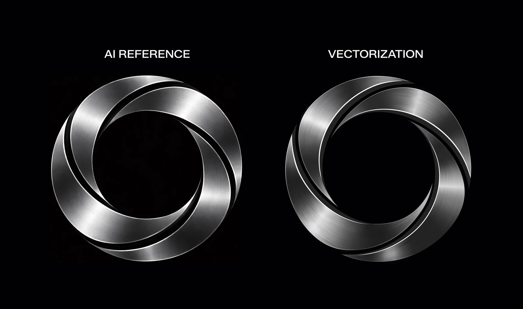 AI reference and vectorization on black