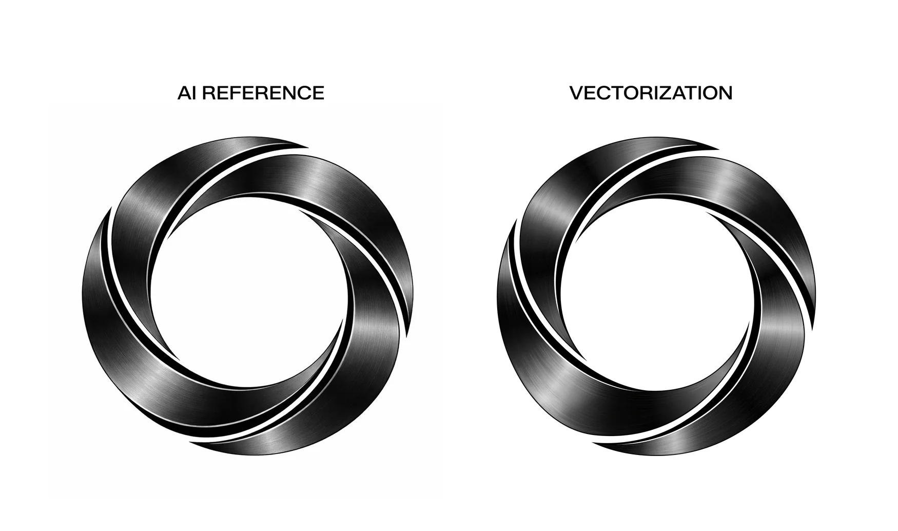 AI reference and vectorization on white